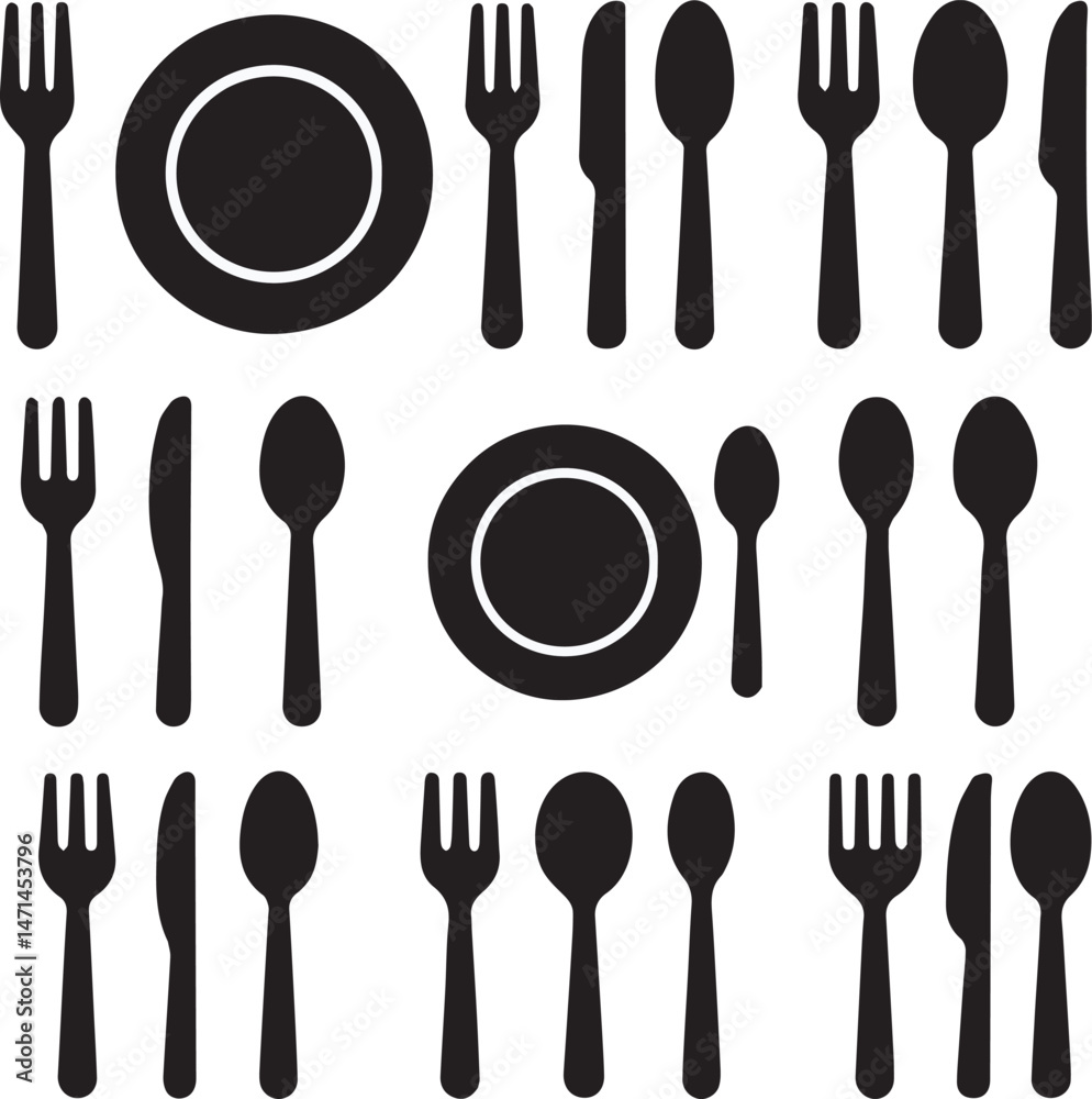 Cutlery icons silhouette Cutlery icons silhouette