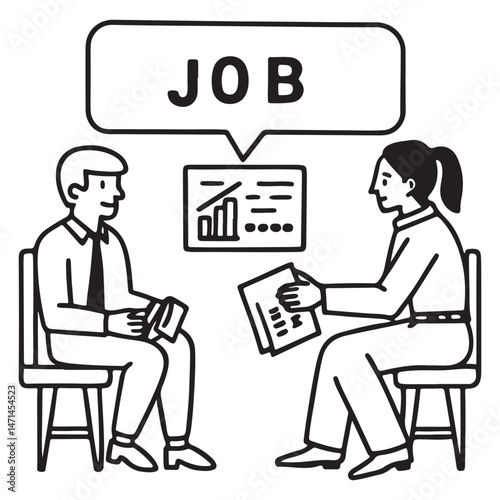 job interview concept outline doodle style