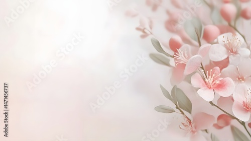 Soft floral background, delicate pastel blooms on a soft surface, perfect for romance-themed designs or elegant presentations.
