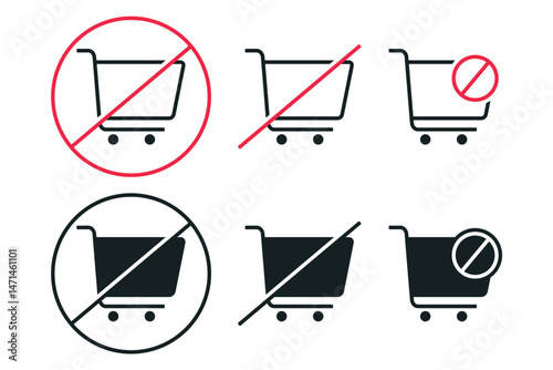 No shopping cart icon. Illustration vector