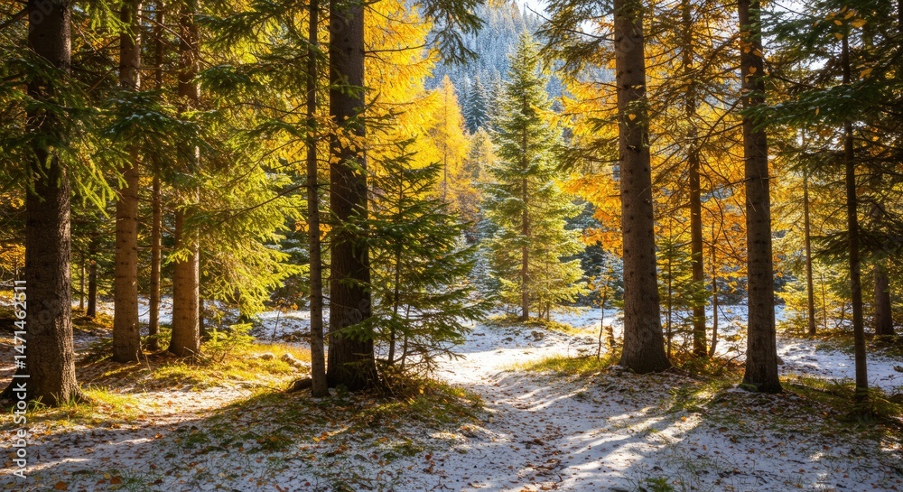 Obraz premium Golden Autumn Forest Path