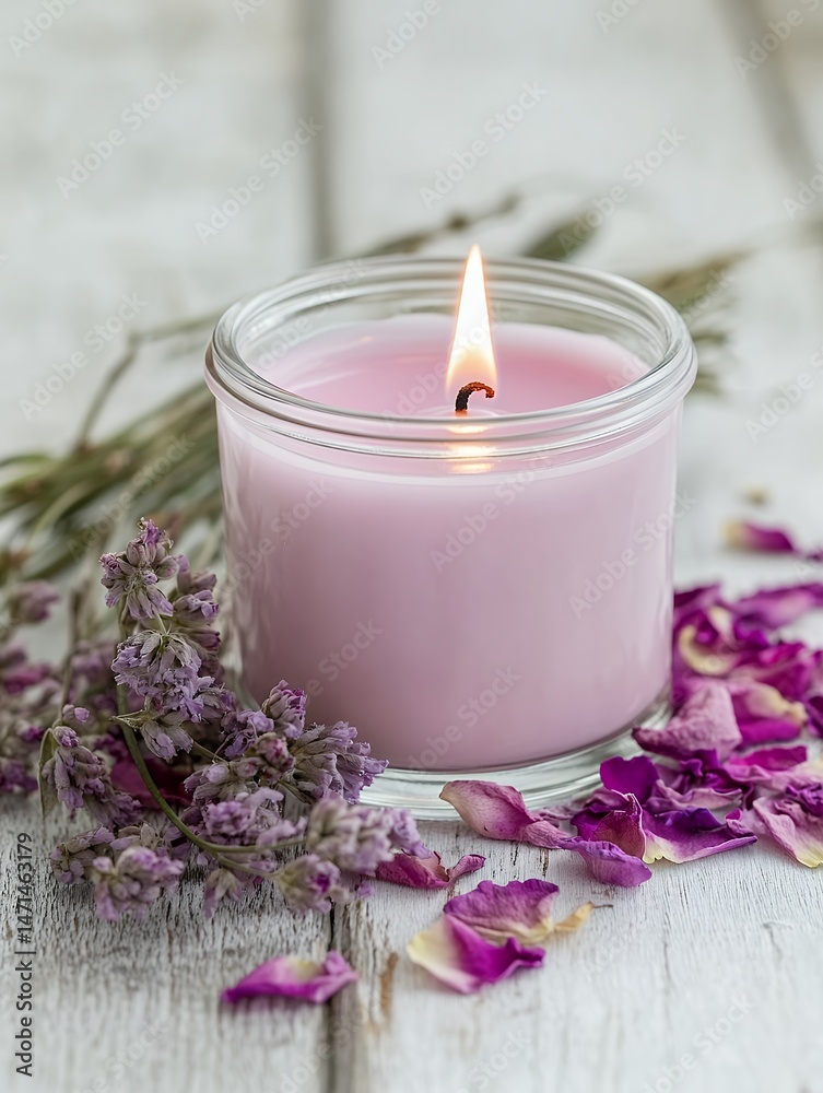 Pink Scented Candle Burning Brightly Lavender Rose Petals zen spa jar calm soft cozy home life wood Pink Scented Candle Burning Brightly Lavender Rose Petals zen spa jar calm soft cozy home life wood