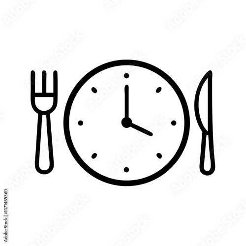 Clock icon with plate and cutlery for eating regimen