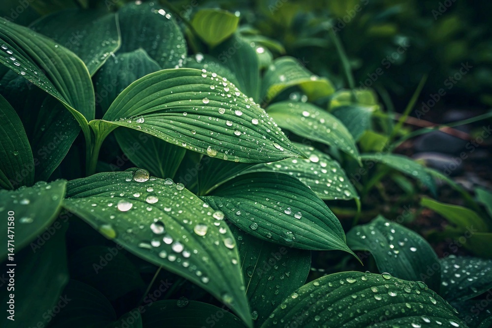 Fototapeta premium rain drops on leaves