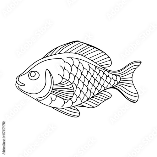 Vector illustration of a blue sea fish, an isolated marine animal