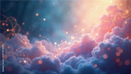 Mystical starry sky with glowing nebula and cosmic light