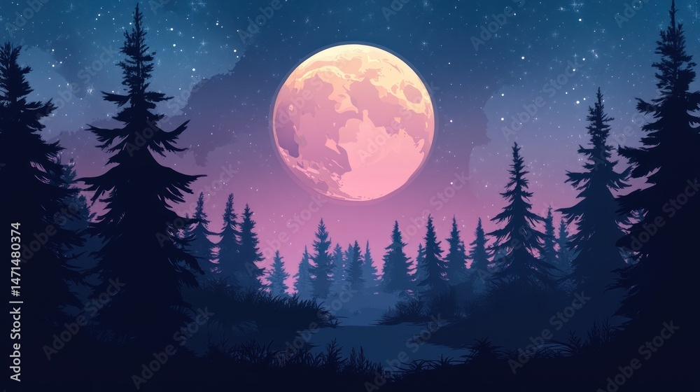 Enchanted Forest Underneath a Pink Moon Enchanted Forest Underneath a Pink Moon