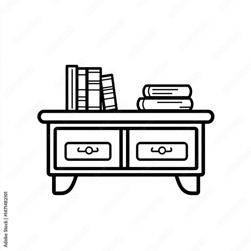 Books on wooden cabinet, home office Books on wooden cabinet, home office