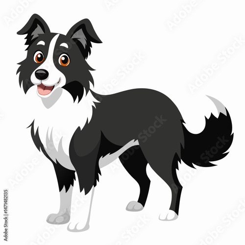 Minimalist Border Collie Vector on White Background