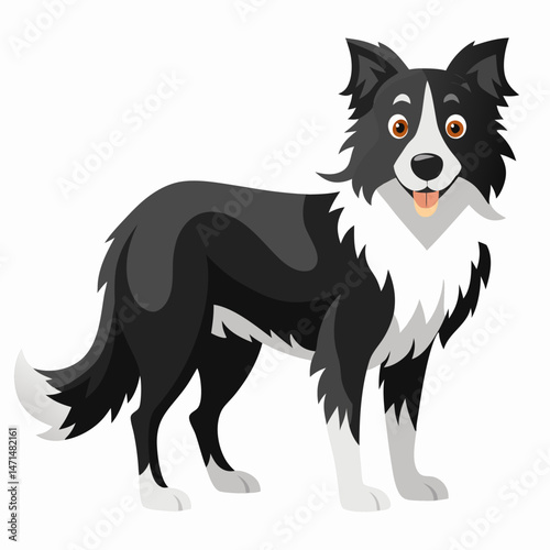 Minimalist Border Collie Vector on White Background