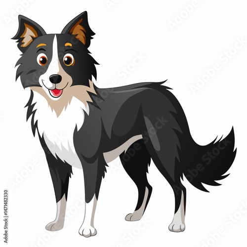 Minimalist Border Collie Vector on White Background