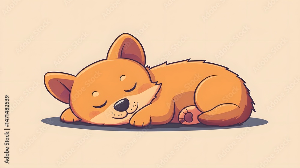 Cute happy dog sleeping lovely little animal, lovely animal set vector, animal logo, pet cartoon illustration, adorable puppy clipart, animal mascot design, cheerful pet vector, cute animal