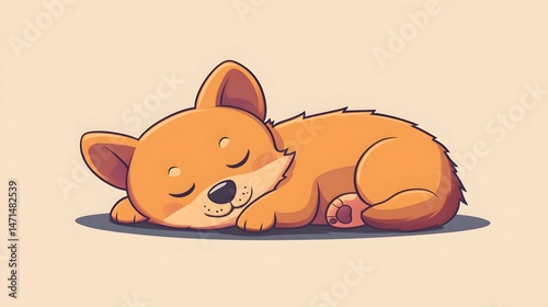 Obraz na płótnie Cute happy dog sleeping lovely little animal, lovely animal set vector, animal logo, pet cartoon illustration, adorable puppy clipart, animal mascot design, cheerful pet vector, cute animal w salonie
