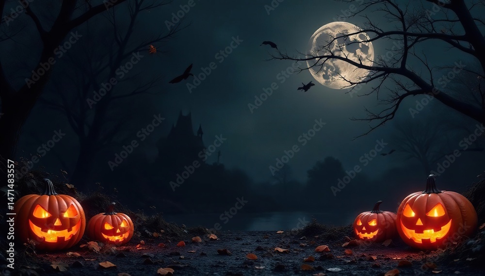 Fototapeta premium Spooky Halloween background, black backdrop with subtle texture Perfect for overlay or design element , spooky background, silhouette