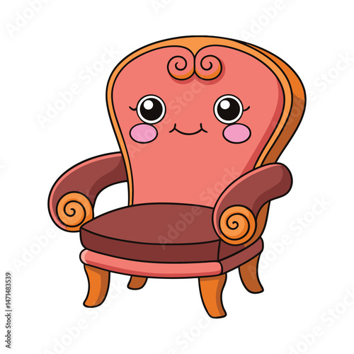 Cartoon cute chair vector on white  background