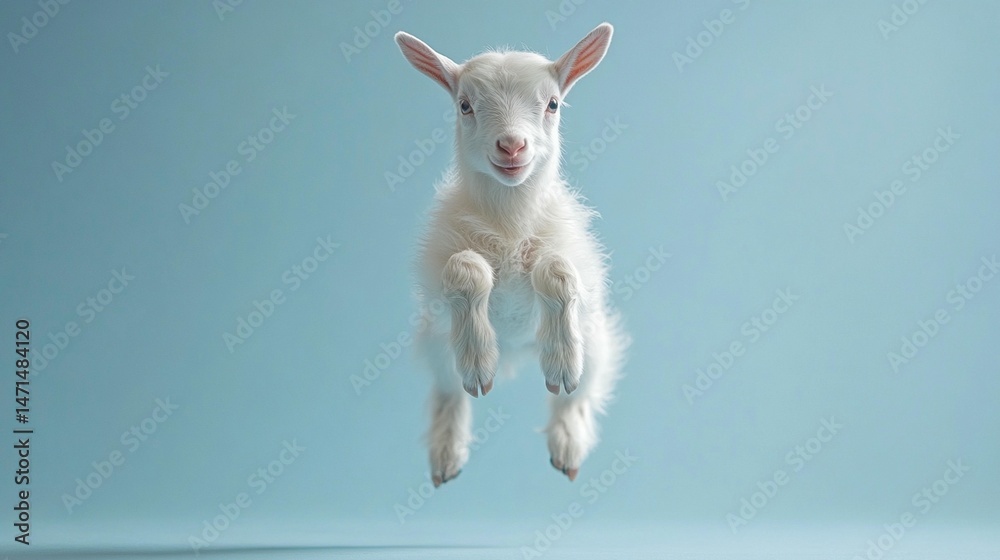 Fototapeta premium Adorable Kid Goat Leaping