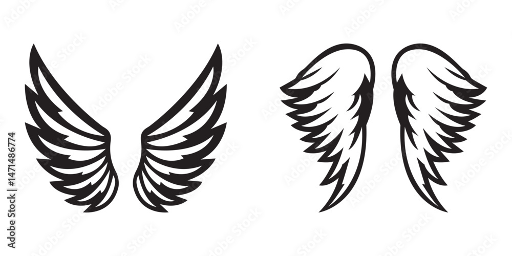 Fototapeta premium Wing silhouette set in vector format