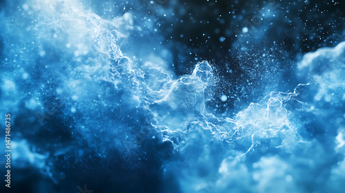 Abstract blue energy cloud with stardust, perfect for wallpapers and backgrounds.
