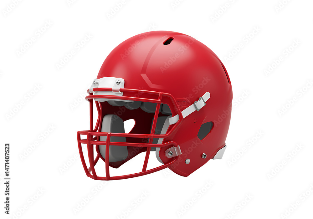 Fototapeta premium Classic Red Football Helmet A CloseUp View isolated on transparent background