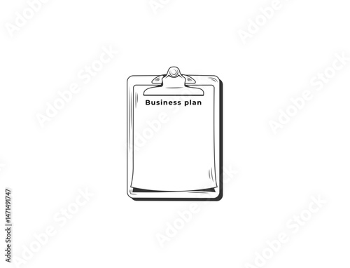 line illustration of blank clipboard isolated on white
