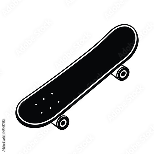Skateboard graphic cutout silhouette on white  background