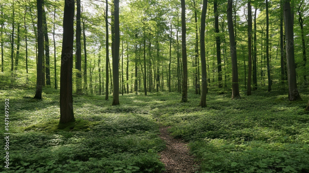 Obraz premium Serene Forest Path: A Tranquil Escape into Nature's Embrace