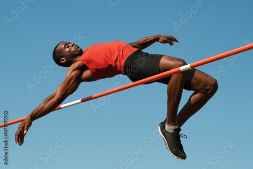 Athlete high jump competition outdoors.