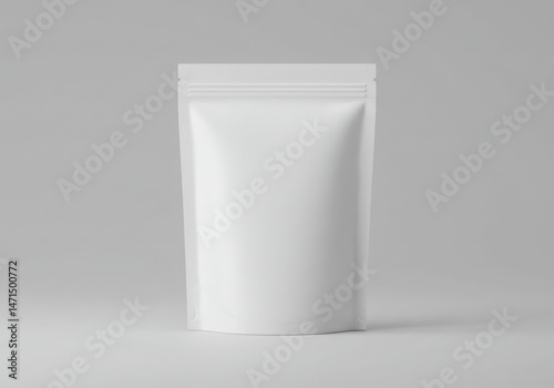 Pouch mockup on gray background for food, pet, beauty product packaging and branding presentation