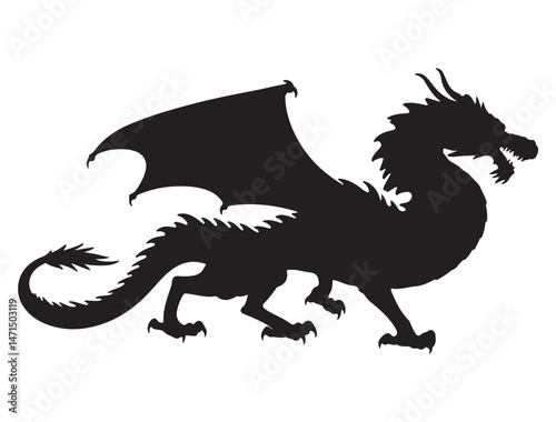 DRAGON SILHOUETTE WHITE BACKGROUND
