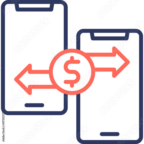 Mobile Transfer line color icon