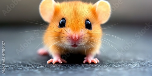 photo of baby mouse, adorable, cute, huge eyes,