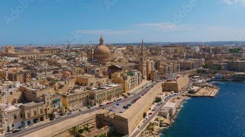 Drone view of Valletta - capital of Maltese island