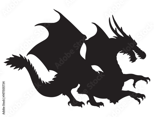 DRAGON SILHOUETTE WHITE BACKGROUND