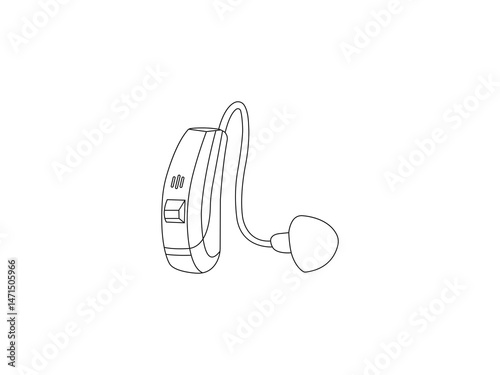 Simple Line Drawing of a Behind-the-Ear Hearing Aid.