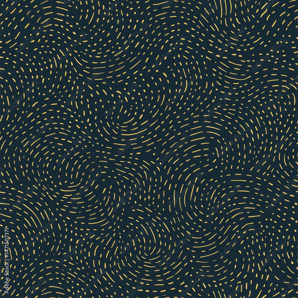 Obraz premium Abstract swirling gold lines on dark navy background