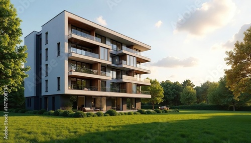 Wallpaper Mural Modern Estonian apartment building with sleek design and large windows overlooking a city park , metal, glass, structure Torontodigital.ca