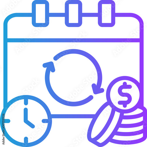 Recurring Payment line gradient icon