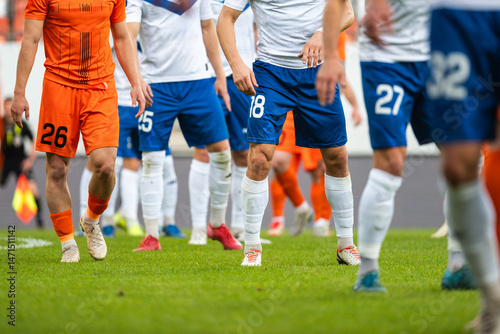 Obraz na płótnie Football player's legs during set piece w salonie