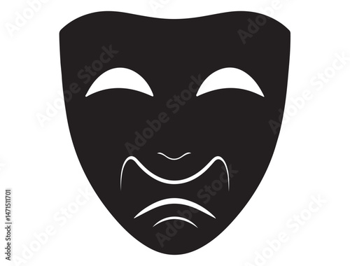 DRAMA MASK SILHOUETTE WHITE BACKGROUND