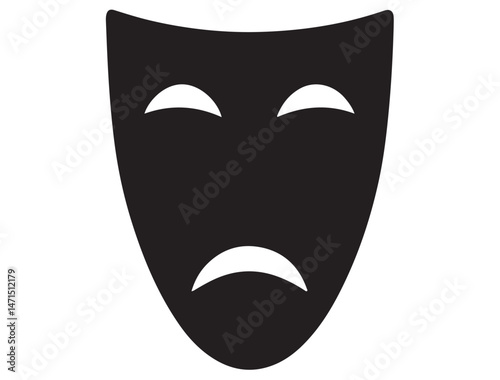 DRAMA MASK SILHOUETTE WHITE BACKGROUND