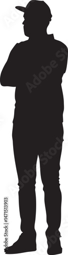 Confident Silhouette of a Standing Man with Arms Crossed
