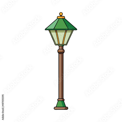 Green street lamp illustration vector on white  background