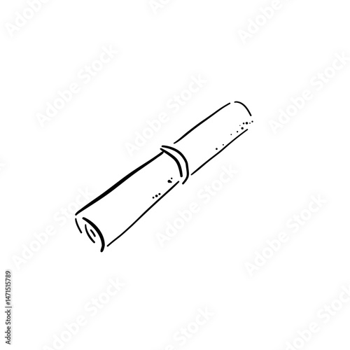 Antique paper scroll or rolled parchment drawing