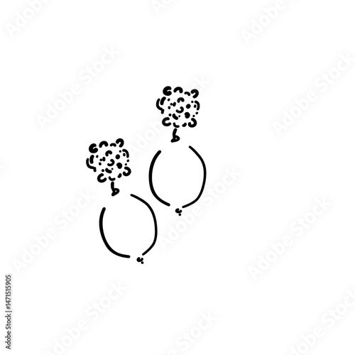 Hand drawn minimalist wedding earrings line art illustration