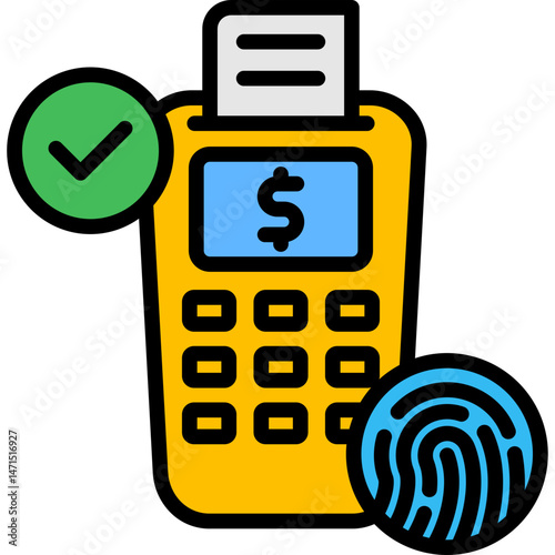 Biometric Pay lineal color icon