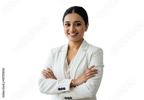 young indian business woman isolated on white
