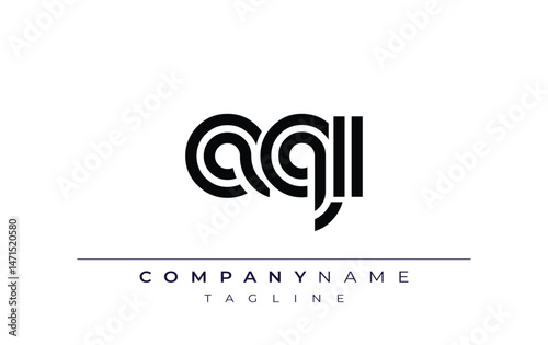 AQI Creative Unique Modern Letter Logo Design. Stylized logo featuring a unique letter design, presenting abstract minimalist aesthetics and modern appeal.