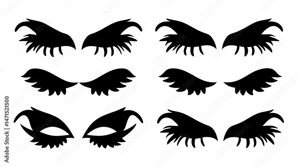 Set of eyelashes silhouette Set of eyelashes silhouette