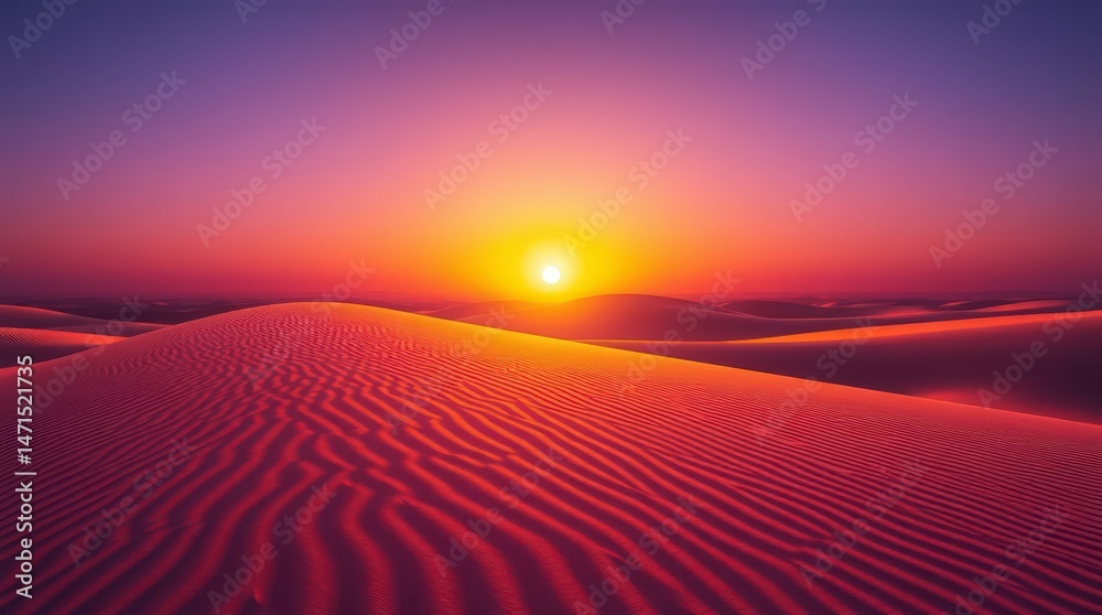 Naklejka premium Desert Sunset Over Sand Dunes