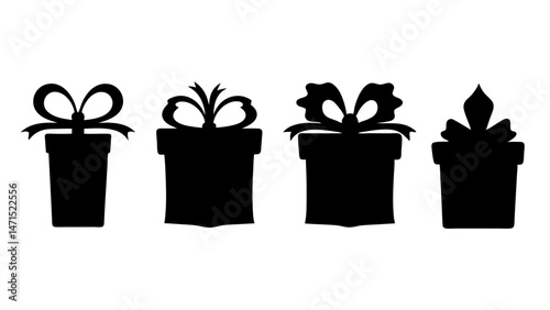 Gift box icons in Trendy Flat style. Gift boxes with ribbon icons set